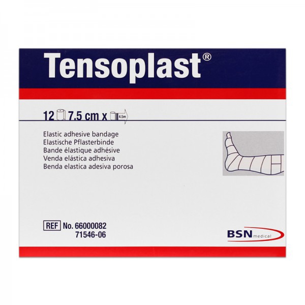 Tensoplast 7,5 cm x 4,5 Meter: Elastischer Pflasterverband (Schachtel mit 12 Einheiten)